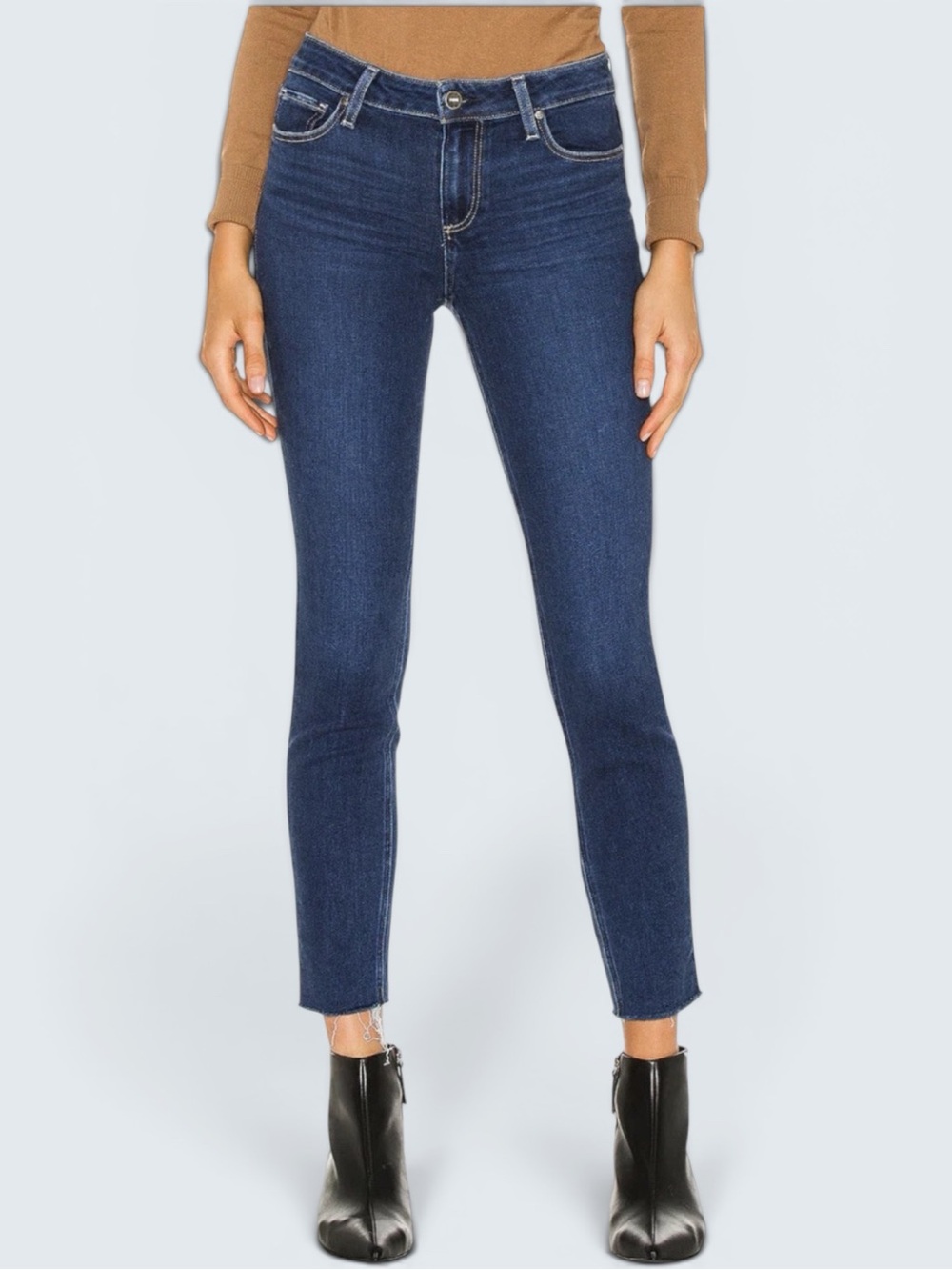 PAIGE Verdugo Skinny Ankle Jeans Size 31 Dark Wash Raw Hem Stretch Denim
